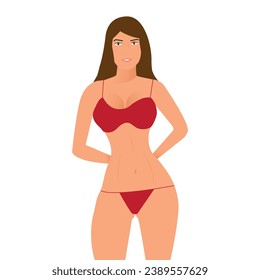 Girl Wearing Red Under Garments Vector