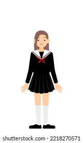 Girl wearing school sailor uniform, Stand upright