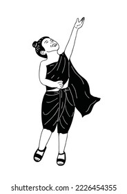 girl wearing Thai dress
Hand drawn vector illustration.