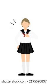 Girl wearing white school sailor uniform, Leave it to me to beat my chest.