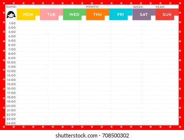 GIRL WEEKLY TIME TABLE
Instant cute weekly time table for girl on red is ready to print. This time table useful for schedule planning.