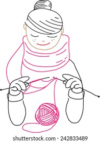 girl weft knitting