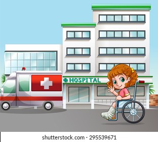 Girl in wheelchair at the hospital