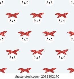 girl white bunny cute kawaii baby seamless pattern background for fabric, wallpapers and wrapping paper decor, eps vector 10