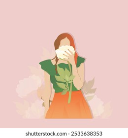 A girl with a white flower