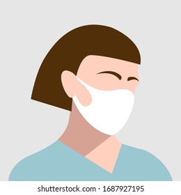 Girl in white medical face mask. Concept of coronavirus quarantine. Novel coronavirus (2019-nCoV)