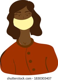 
girl in a white medical mask, coronavirus, covid-19. Seasonal virus and quarantine. Vector illustration, in a modern flat style, isolated on a light background.