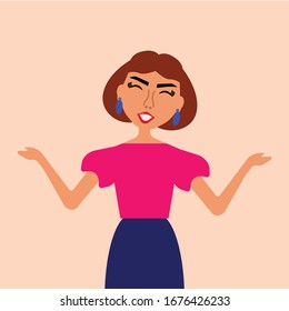 The girl who can't keep her wonder. People character vector illustration flat design