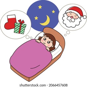 a girl who can't sleep looking forward to a present from Santa Claus