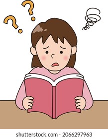 a girl who can't understand a difficult book