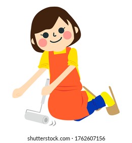 The girl who does housework.