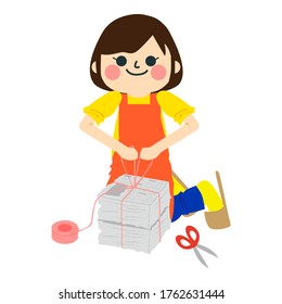 The girl who does housework.