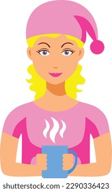 a girl who drinks coffee icon vector illustration design flat