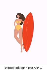 Girl who is engaged in active recreation, surfing.
