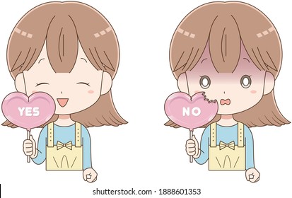 A girl who expresses Yes no with Ruby chocolate