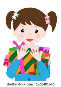 A girl who got a lot of presents at White Day.