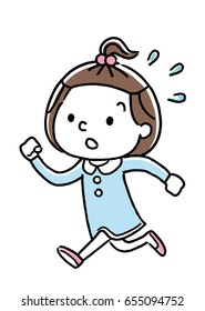 A girl who hurriedly runs
