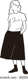 Girl who looks good in a skirt. vector illustration