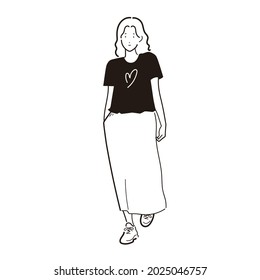 Girl who looks good in a skirt. vector illustration