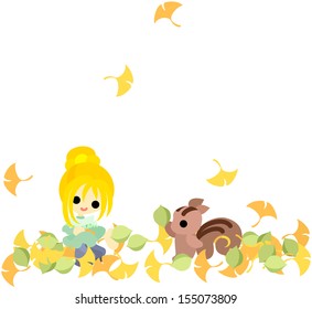 The girl who picks up ginkgoes with a squirrel.