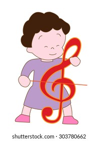 The girl who plays it with a G clef in substitution for a contrabass