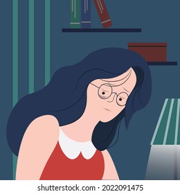 A girl who stays up late vector illustration