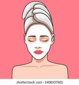 A girl who wears sheet mask to make her skin more beautiful and glowing.