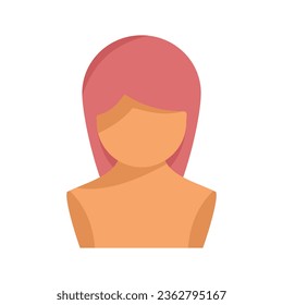 Girl wig icon flat vector. Head hair. Long hair isolated