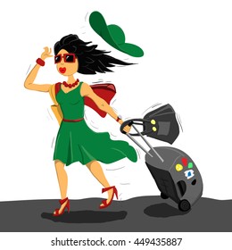 girl and wind