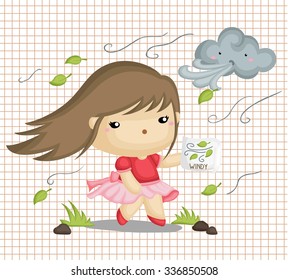 Girl in Windy Weather