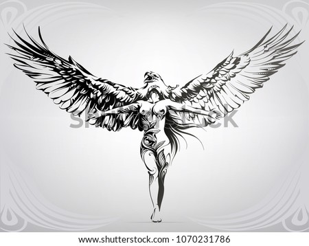 Girl Wings Eagle Stock Vector (Royalty Free) 1070231786 - Shutterstock