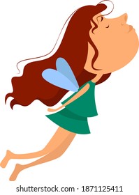 Girl with wings, illustration, vector on white background.