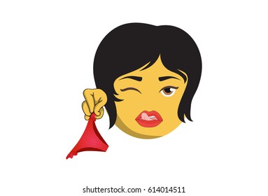 Girl Winking and showing her tongue. Vector Illustration. Isolated on white background.