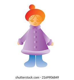 girl in winter clothes and beret, cartoon illustration, isolated object on white background, vector, eps