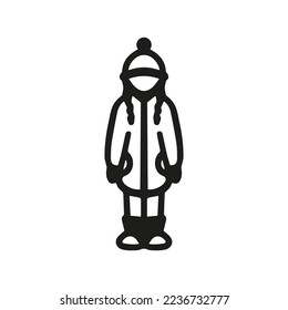 Girl in winter clothes icon. Vector. Line style.