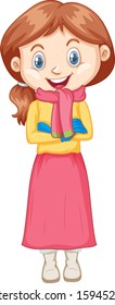 Girl in winter clothes on white background illustration