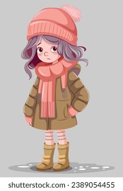 ilustración vectorial de niñas en invierno