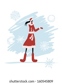 Girl in winter coat for your design