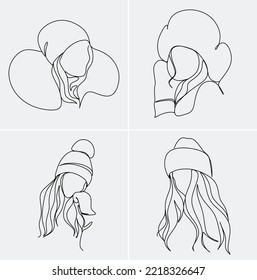 Sombrero de invierno - dibujo continuo de línea