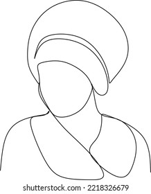 Girl in winter hat - continuous line drawing