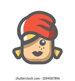 Girl in winter red hat Vector icon Cartoon illustration