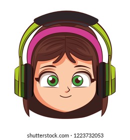 Girl wit music headphones