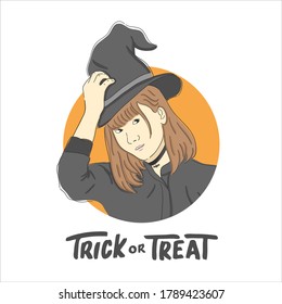 Girl witch illustration Trick or treat halloween