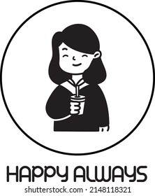 a girl within a circle on white paper
