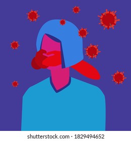 A girl without a mask escapes the coronavirus