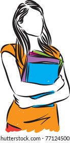 girl woman with books vector illustration