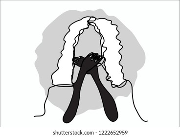 girl ,woman closing her mouth with hand   safety concept abstract background  vector eps.10
