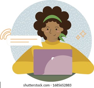 Girl Woman Female With Notebook Laptop Message