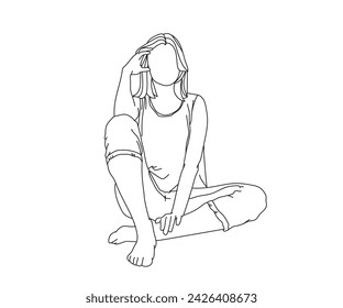 Girl, Woman Line Art Drawing