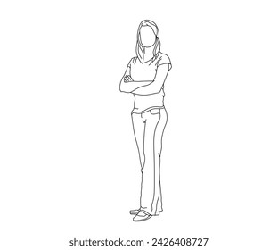Girl, Woman Line Art Drawing